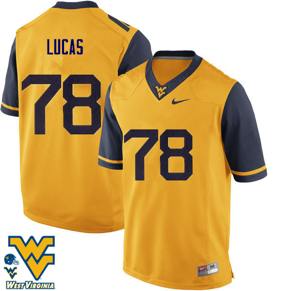 NCAA Men's Marquis Lucas West Virginia Mountaineers Gold #78 Nike Stitched Football College Authentic Jersey CT23W53TI